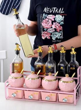 轻奢厨房调料盒套味装F96SSSM5家组用合装罐玻璃油壶储物瓶盐精可