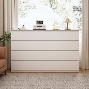 斗柜卧室收纳柜五斗柜现代简约抽屉柜奶油风梳妆台储物柜客厅靠墙