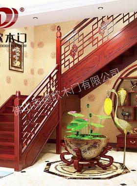 厂家设计古梯典旋转楼ARV梯设木质楼梯别墅楼中式梯原木楼整屋可