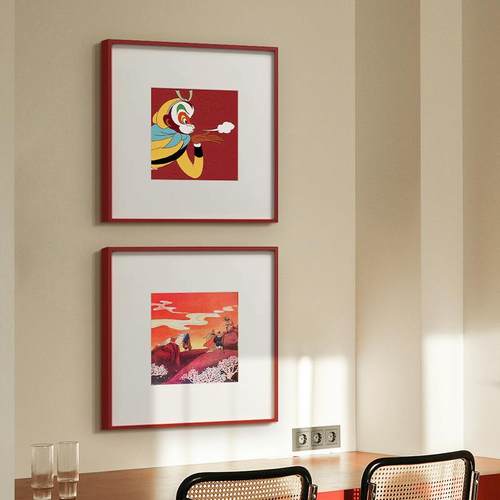 红色框孙悟空挂画外文版西装记al202506》绘本饰游画80后男卧室桌