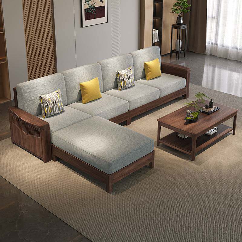黑胡桃实木沙发组合冬夏两用储物贵妃别墅家用大小户型客厅家具