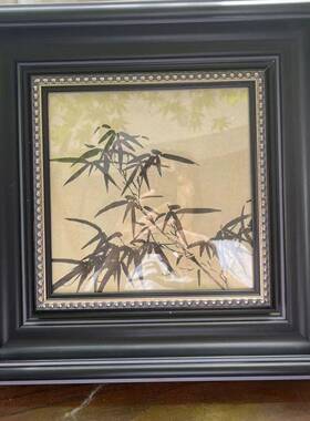 新中式客厅装画竹法式搭墨国Y114饰风壁画玄关书房黑色混方形小框