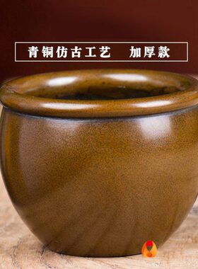 小水缸 古韵禅意客厅茶道摆件铜用品碗佛前供水碗 1个