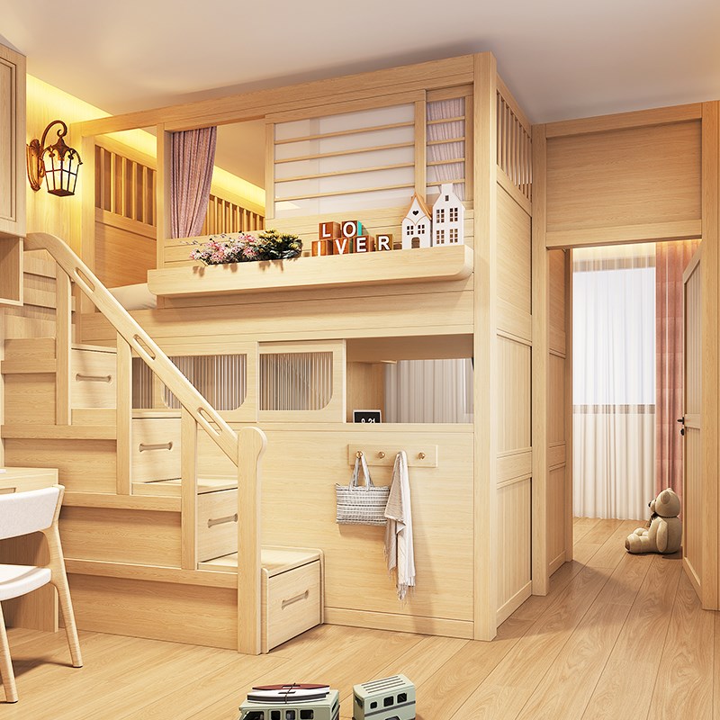 新型互不干扰姐弟床S型上下床双层床一I房变两房双人带分隔断的床