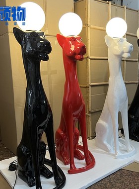 玻璃钢创意客厅沙发装饰守门口迎宾艺术摆件动物V豹子雕塑落地灯