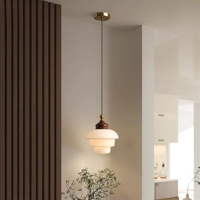 法式中古餐厅吊灯现代简约创意吧台饭厅餐桌灯具U日式原木风卧室