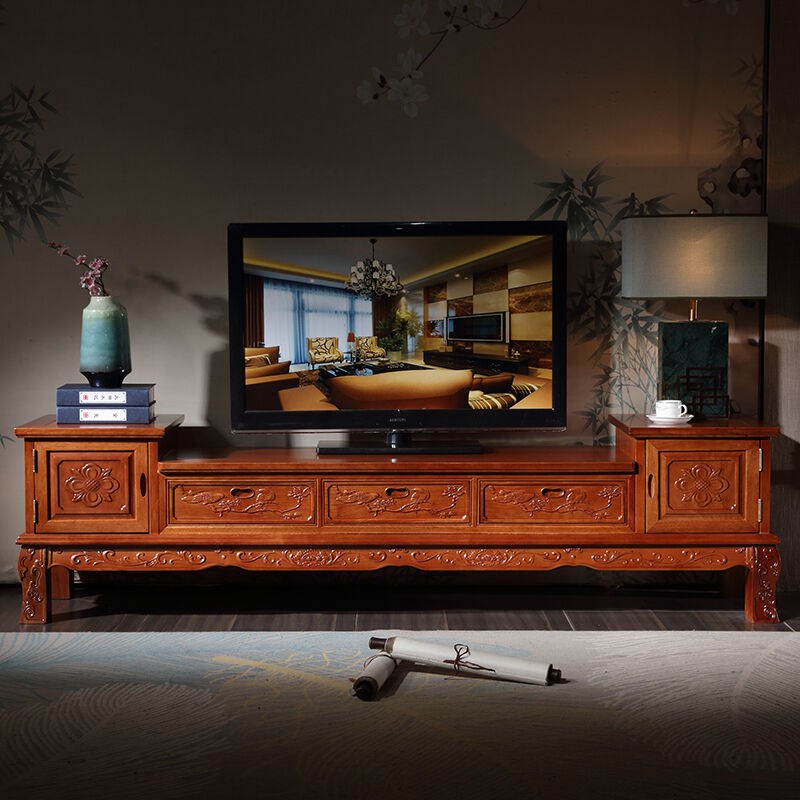 电视柜中式实木电视柜组合客厅茶几地柜长J条柜影视柜客厅家具881