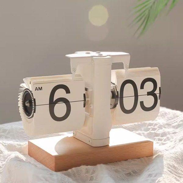 高档实木百搭自动翻页时钟座钟摆件复古翻页钟客厅创意机械钟礼物,家居饰品,座钟,淘宝优惠券,粉丝福利购,淘宝优惠卷