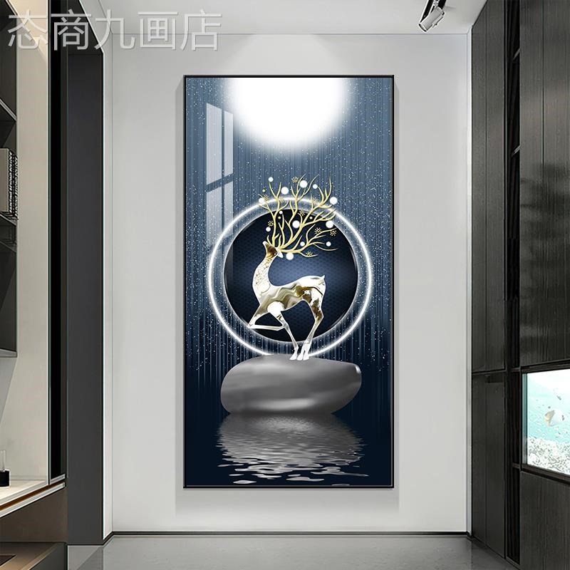 网红玄关装饰现简约入户厅走廊壁轻奢客过风道竖版大Z气高端代挂