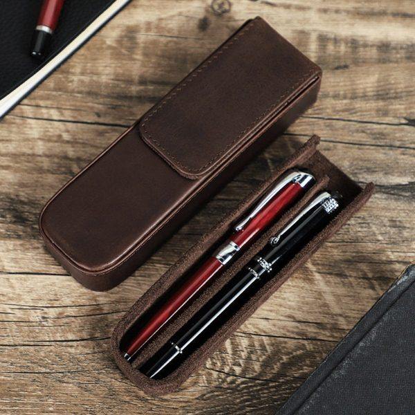 疯马皮笔盒2支装手工制作抽屉式可拆卸学生公钢笔收纳盒现货,文具电教/文化用品/商务用品,笔袋,淘宝优惠券,粉丝福利购,淘宝优惠卷