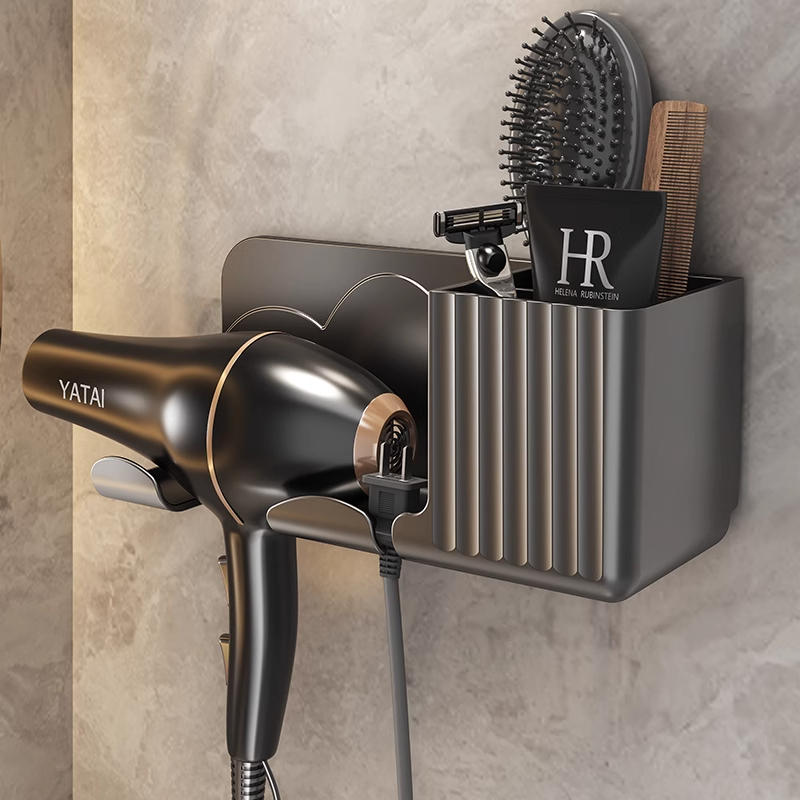 吹风机置物架免打孔卫生间置物架壁挂式浴室电吹风筒收.纳挂架支