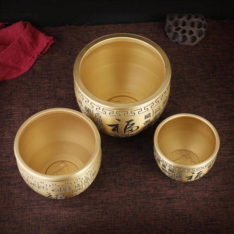 聚百福缸黄铜铜米缸宝盆摆件纯ZOV客厅家居招聚大号特大号财铜