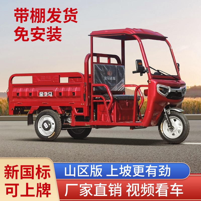 电动三轮车农用带棚n拉货载重王家用半封闭新款国标可上牌电瓶车