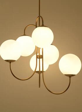 北欧后HX99106现代铁艺吊球灯客意厅餐创厅卧室艺术服装店灯奶白