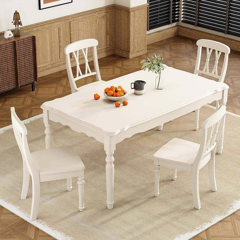 欧式实木餐桌家用小户型白354色方形长饭桌欧式桌椅合现代简餐组,商业/办公家具,餐桌椅系列,淘宝优惠券,粉丝福利购,淘宝优惠卷