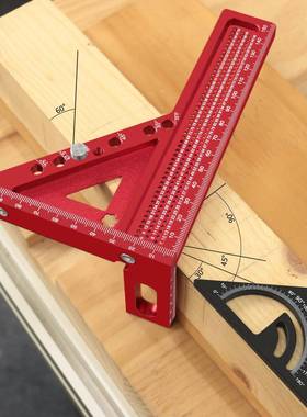 二合一组合三角尺-加厚款多角木匠长方度尺78111划线-尺洞洞尺