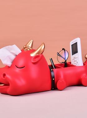 北欧创意超牛可爱纸盒巾摆件用客厅茶器几餐巾纸盒遥控EKD4106收