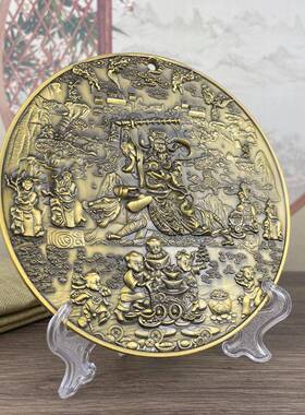 新品彩绘五新路财神赵公明件武财神挂牌摆式中家居办UMJ公室入户