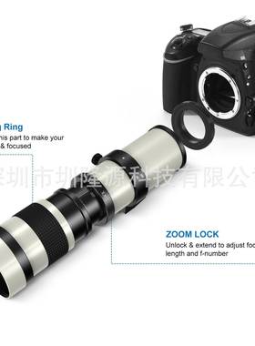 白色420-80超0M可调420-800M变焦M焦手动长镜头单反微单射月拍鸟