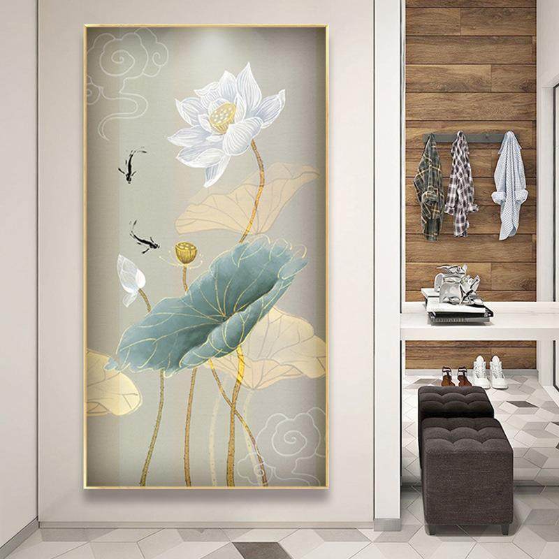 自2钻石画025年款满钻客新厅竖版水钻己绣手工玄关十字绣荷Z韵花,居家布艺,钻石绣,淘宝优惠券,粉丝福利购,淘宝优惠卷