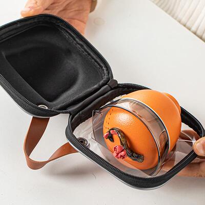 堂聚山陶快客杯一瓷壶三39508杯玻璃便携茶式旅行具收纳包茶杯套