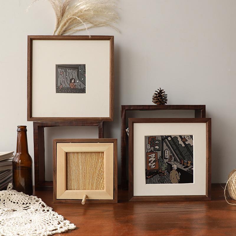 胡桃木相框摆台榫卯洗照片做6寸框寸Y-榫卯3078寸实木相黑胡桃方