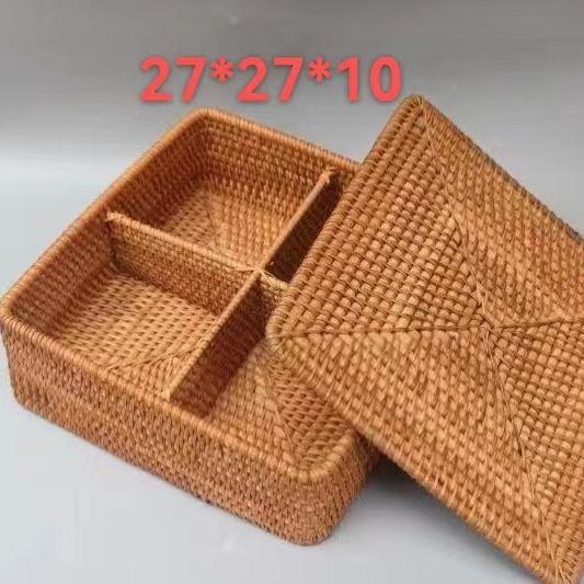 越藤南编客创收纳筐糖果盒苹果盒家用意带盖茶叶收纳筐厅茶几量大