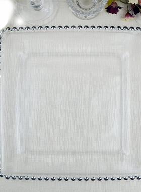式玻璃餐盘子房宴会样板LZA餐具正方盘沙拉盘子水果盘西花式欧摆