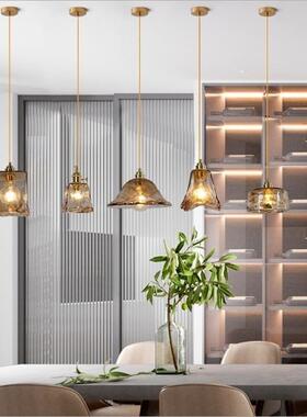 创关意吧台餐22121厅灯黄玄咖啡店铜铺复古民宿床头茶色玻璃日式