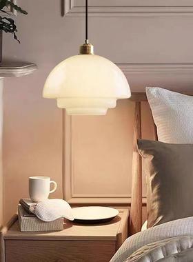 奶油风丹玻璃吊灯约麦现简飞碟代餐厅卧室床77271头客厅吧台吊灯