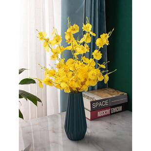 跳舞桌兰花假高品质带花瓶黄色客厅电花视柜摆餐插花ALrhse64束件