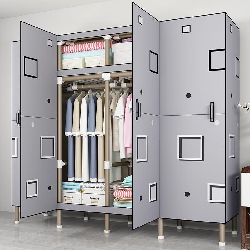 7K磁吸开门式简易衣柜钢收加粗加开门款厚布柜租房家管用卧衣室纳