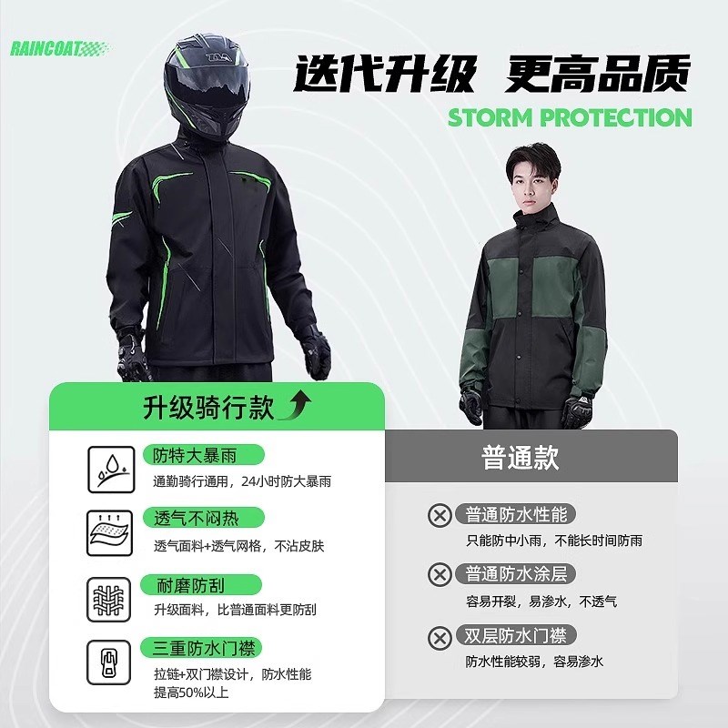 摩托车骑行雨衣套装n男款成人分体式电动车全身防暴雨外卖骑手专