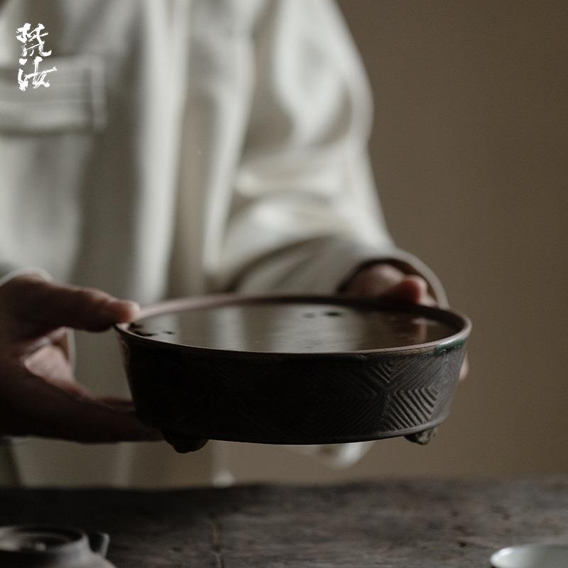 盘梵汝复古做旧铜盖泡汉宫壶AIQ承干泡承禅意圆形小茶台湿茶台壶