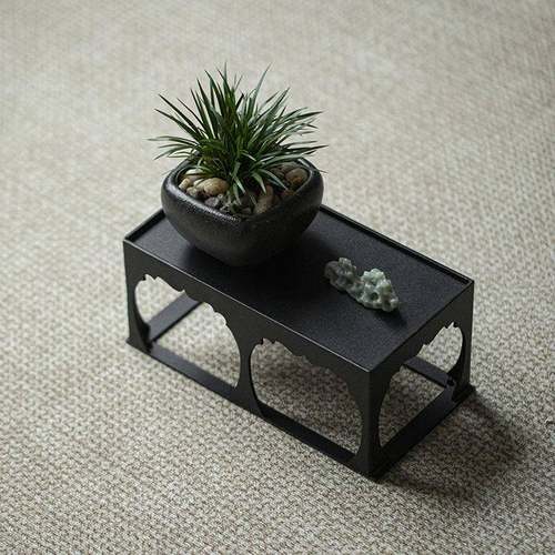 铁艺花架栽盆置物架菖蒲景底座茶58885具展示纳架茶盆杯收茶托盘