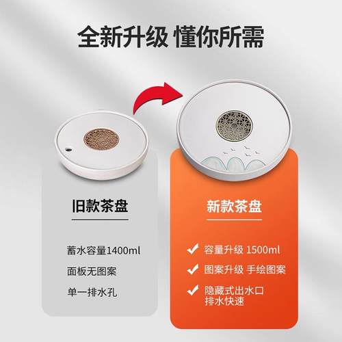 粗陶xhscp000茶盘家用茶海水沥盘形陶瓷圆储水盘办具公会客干泡茶