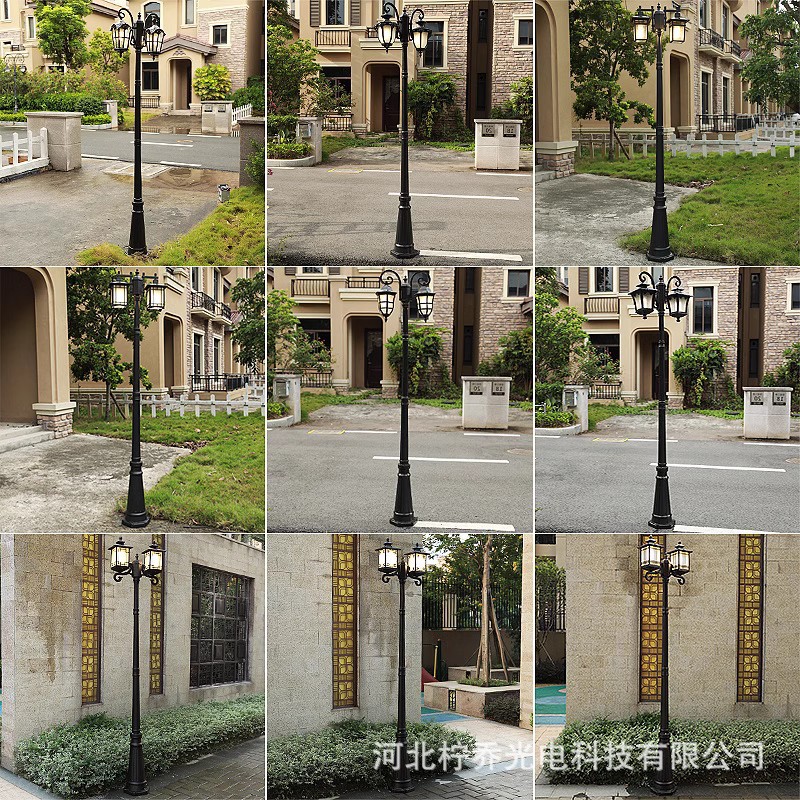 欧式复古双头庭院灯3米4米led小区路灯花园别墅景观灯家用高杆灯