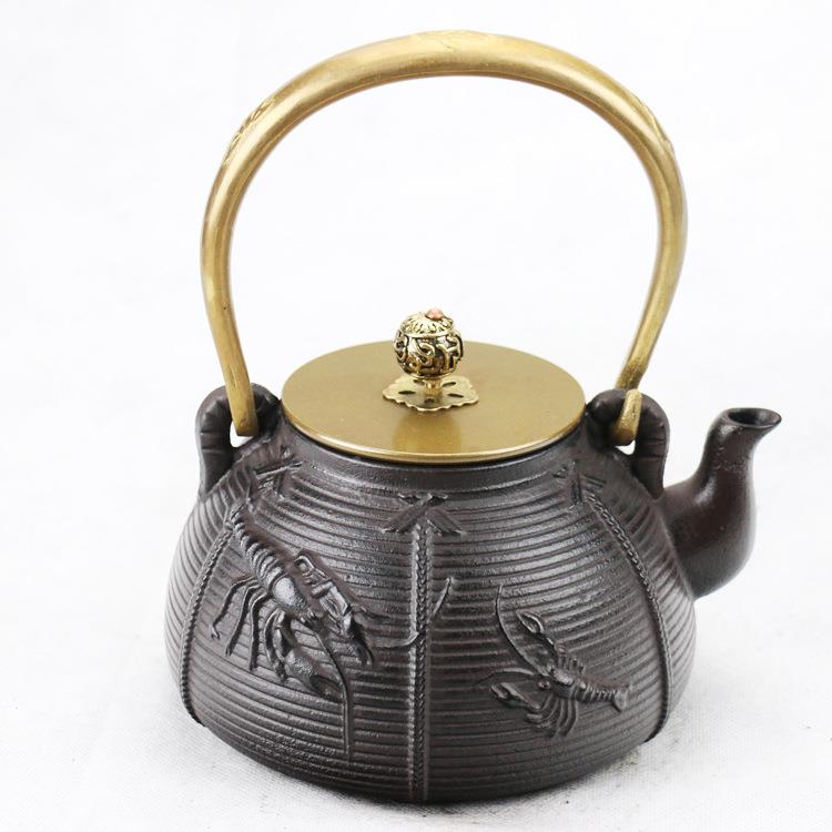 铸铁壶龙纯虾螃蟹生煮铁茶壶生龙虾螃蟹老铁茶壶手工铁壶泡茶壶茶