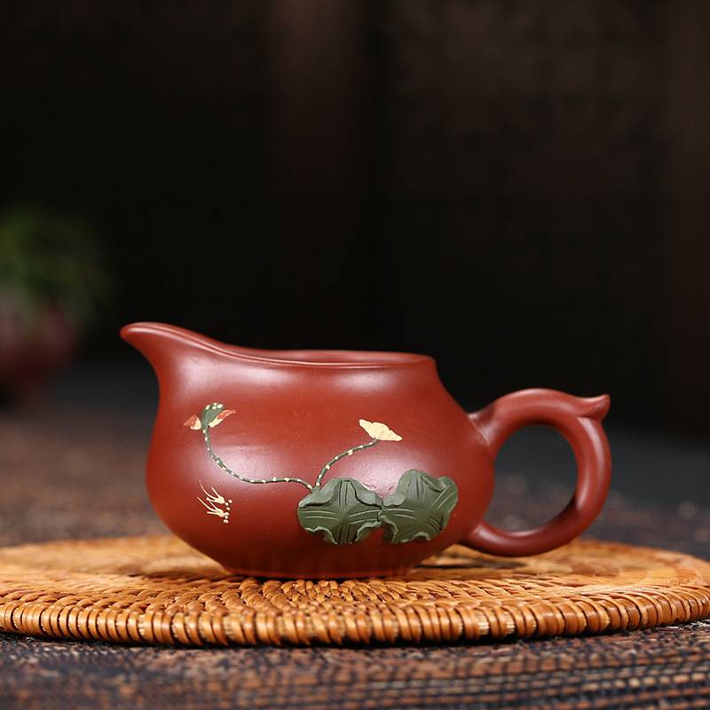 宜兴紫砂壶 荷塘月色套壶套装 青蛙壶莲子堆花泥绘 手工制作