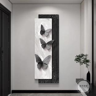 白灰简玄关穿衣镜抽象蝴蝶隐藏约式 藏镜子黑 AGG全身镜可推拉暗式