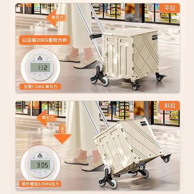 户外携拉加杆可折便叠超市买菜车超7731市快递露营摆摊小推车厚加