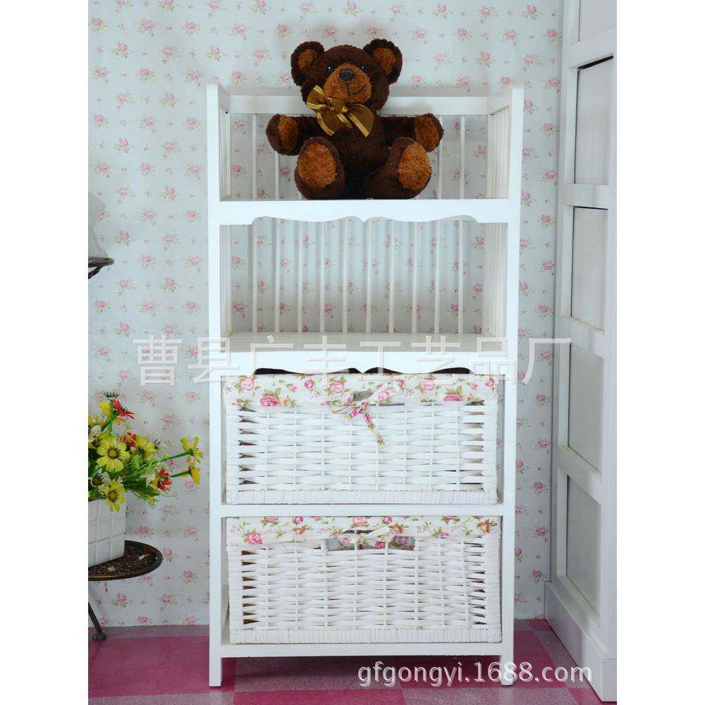 质白色收纳置物架LS-0231多编织木纳筐抽屉收架室层内实木储物架