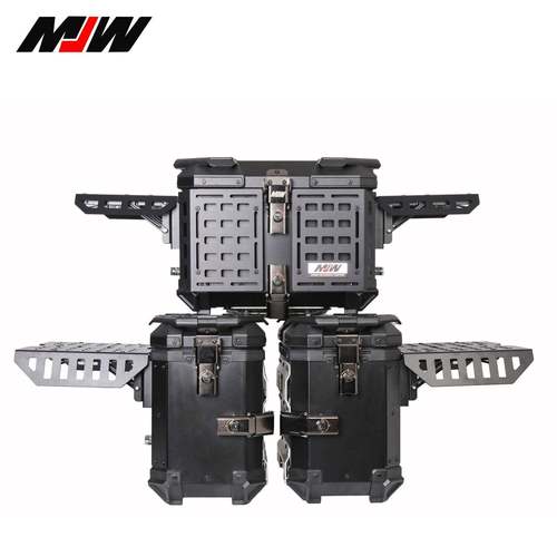 多黑功能装甲合车金三箱摩托车尾箱45L+38L+铝边箱踏板车电动小牛