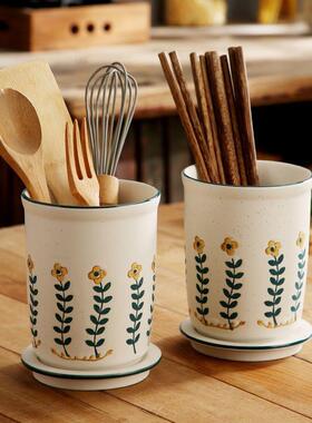 厨房筷筒日式大复古筷桶筒号陶瓷筷家用筷OVQ笼沥子水筷子收纳盒