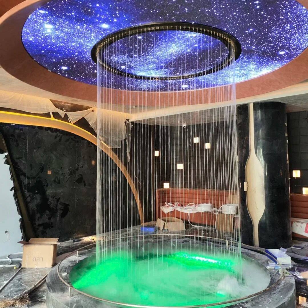 光纤拉线水帘水幕墙隔断屏风流水景瀑布数控字幕钢丝创意摆件直销