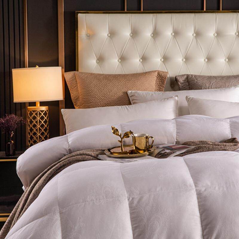 厂家10全棉贡缎绒大提花202209240双层鹅被壳防钻绒羽绒被半成品