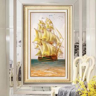 十字绣0满钻钻石绣A 5欧d石画玄关竖版 AZ080贴钻一帆风 219新款 式