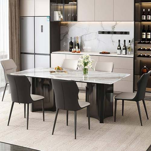 天然彩晶石餐椅BWR组合现代桌简奢高级感大约理石小户型家轻用微