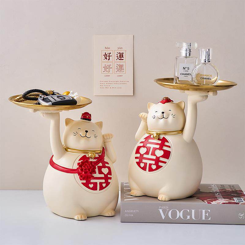 创意情侣饰招财猫摆件轻奢家居客厅电柜视装人品送闺蜜新SHDB1728
