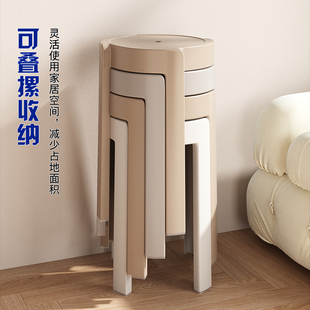 塑料凳子家c用加厚椅子可叠放圆凳现代简约餐桌高板凳风车胶凳备